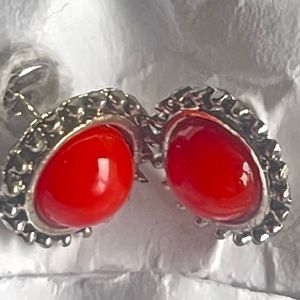 Silver + Red Cute Mini Stud Earrings | No Flaws